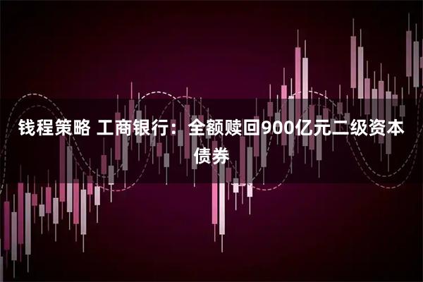 钱程策略 工商银行：全额赎回900亿元二级资本债券